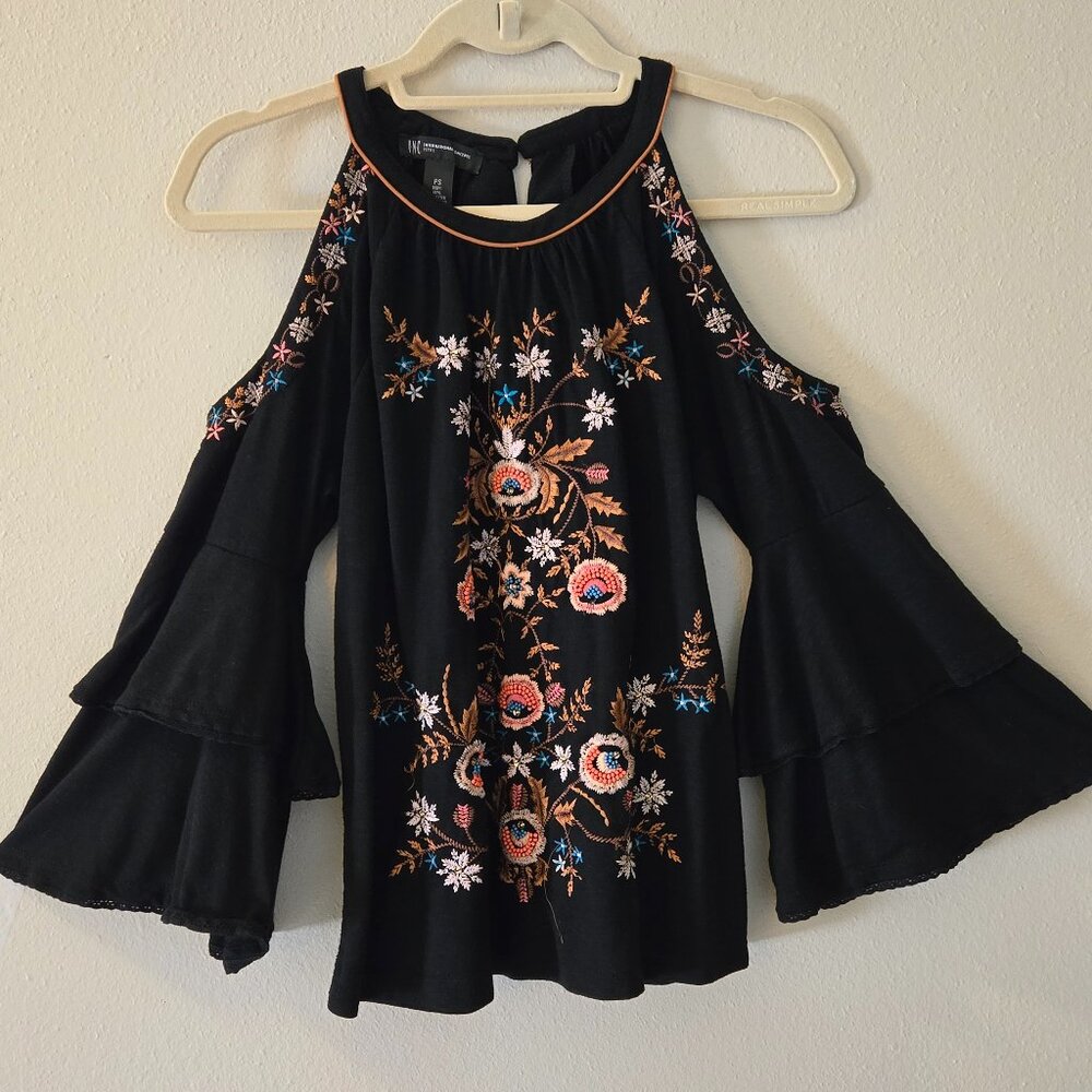INC - International Concepts Petite Boho Cold Shoulder Top